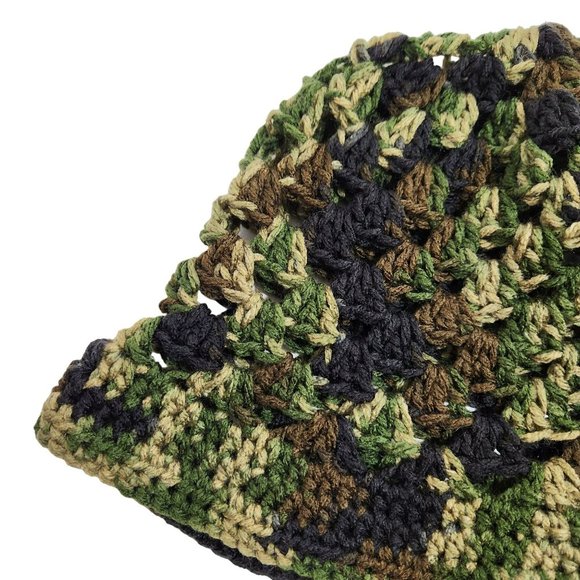 Bucket Hat granny handknit colorful camo earthy - Picture 5 of 8